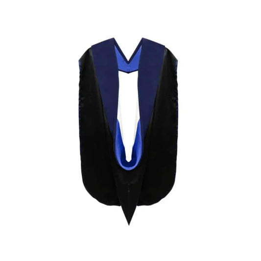 PhD Hood Dark Blue Velvet - Royal Blue & White - Graduation Cap&Gown