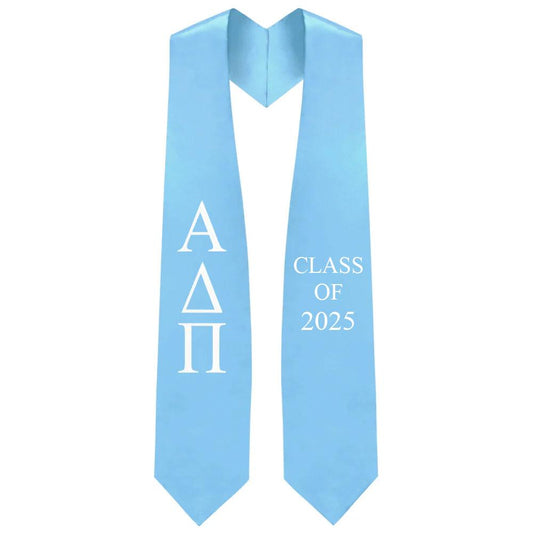Alpha Delta Pi Greek Lettered Stole w/ Year - Graduation Cap&Gown