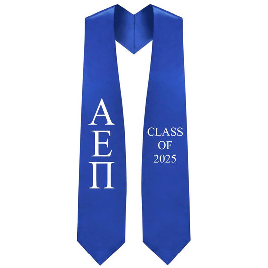Alpha Epsilon Pi Greek Lettered Stole w/ Year - Graduation Cap&Gown