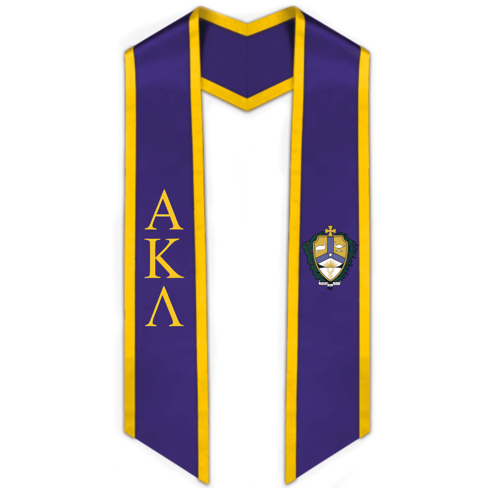 Alpha Kappa Lambda Trimmed Greek Lettered Graduation Stole w/ Crest - Graduation Cap&Gown