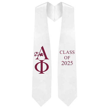 Alpha Phi Greek Lettered Stole with Year - Graduation Cap&Gown