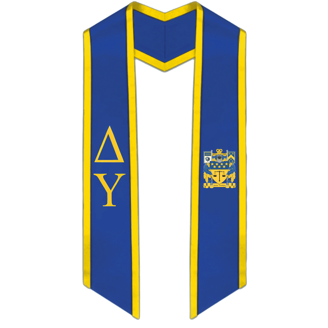 Delta Upsilon Trimmed Greek Lettered Graduation Stole W/ Crest - Graduation Cap&Gown