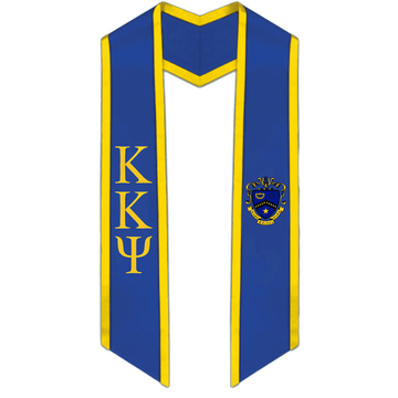 Kappa Kappa Psi Trimmed Greek Lettered Graduation Stole w/ Crest - Graduation Cap&Gown