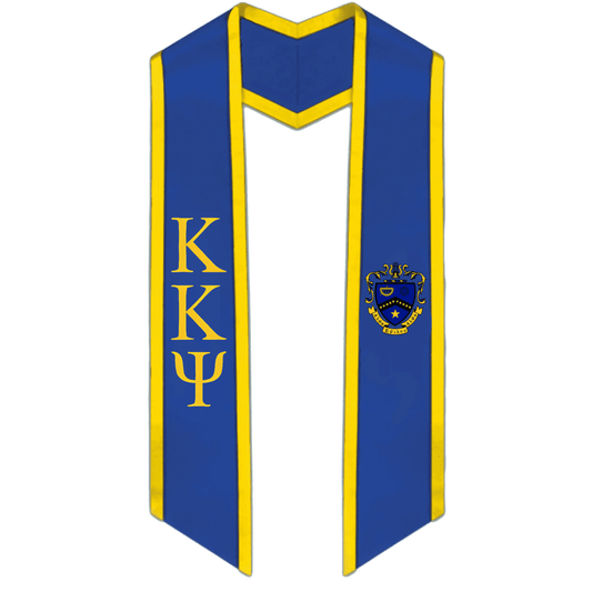 Kappa Kappa Psi Trimmed Greek Lettered Graduation Stole w/ Crest - Graduation Cap&Gown