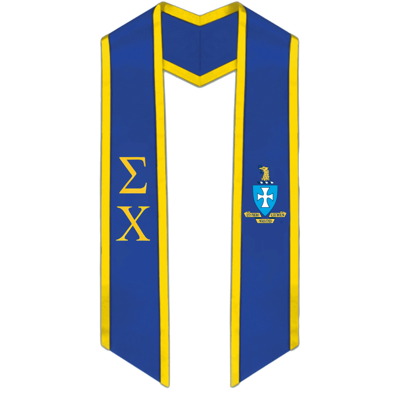 Sigma Chi Trimmed Greek Lettered Graduation Stole W/ Crest - Graduation Cap&Gown
