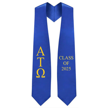 Alpha Tau Omega Greek Lettered Stole w/ Year - Graduation Cap&Gown