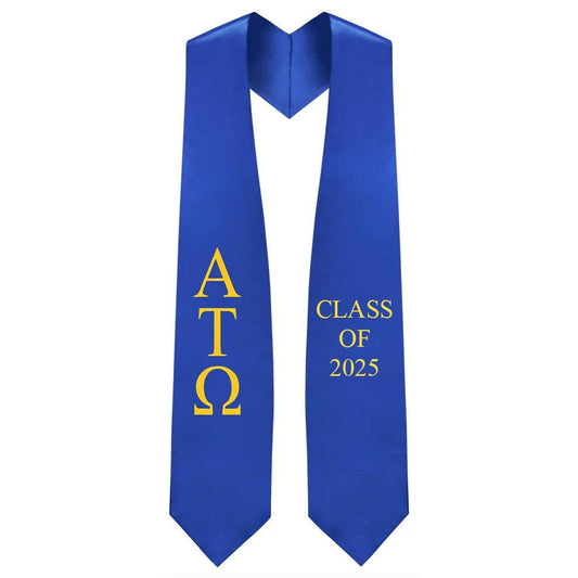 Alpha Tau Omega Greek Lettered Stole w/ Year - Graduation Cap&Gown