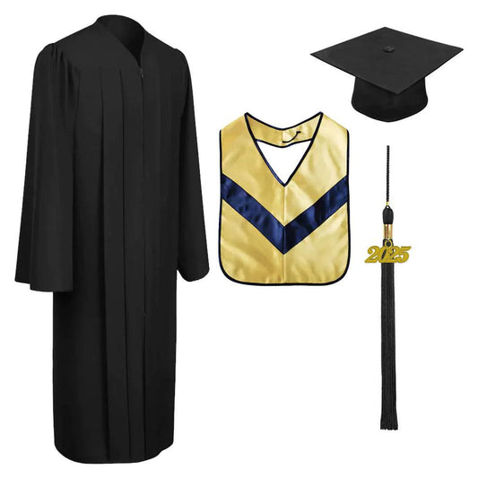 Matte Black Associates Cap, Gown & Hood Package - Graduation Cap&Gown