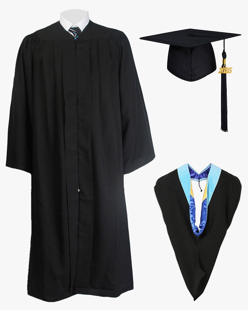 L Graduation Deluxe Bachelor Graduation Cap Gown Hood Package