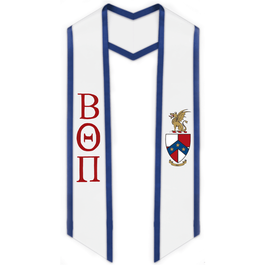 Beta Theta Pi Trimmed Greek Lettered Graduation Stole w/ Crest - Graduation Cap&Gown