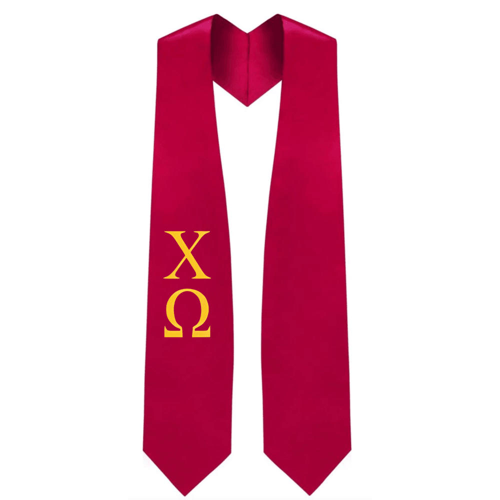 Chi Omega Greek Lettered Stole - Graduation Cap&Gown