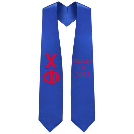 Chi Phi Greek Lettered Stole with Year - Graduation Cap&Gown
