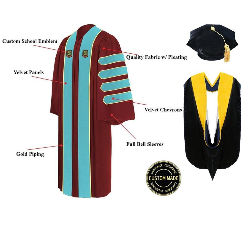Custom Doctoral Graduation Tam, Gown & Hood Package Doctorate Regalia - Graduation Cap&Gown
