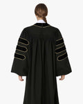Deluxe Doctoral Academic Gown Only - Black with Gold Piping - Graduation Cap&Gown