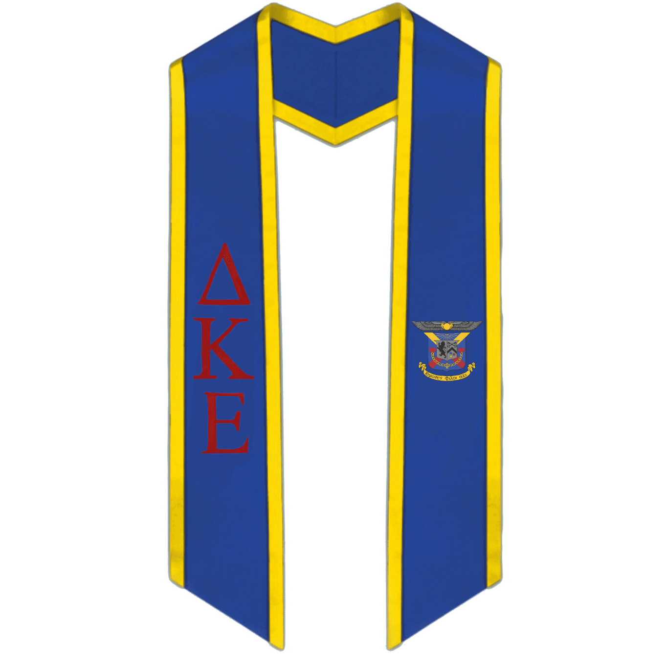 Delta Kappa Epsilon Trimmed Greek Lettered Graduation Stole w/ Crest - Graduation Cap&Gown