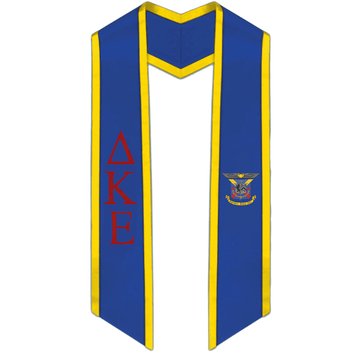 Delta Kappa Epsilon Trimmed Greek Lettered Graduation Stole w/ Crest - Graduation Cap&Gown