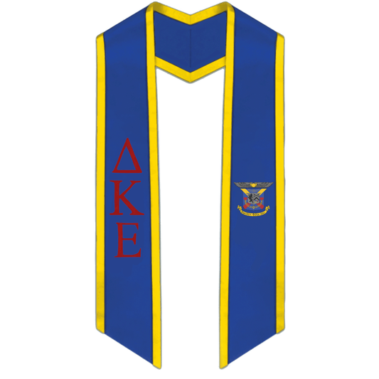 Delta Kappa Epsilon Trimmed Greek Lettered Graduation Stole w/ Crest - Graduation Cap&Gown