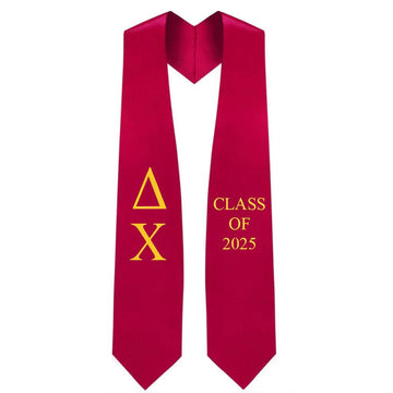 Delta Chi Greek Lettered Stole w/ Year - Graduation Cap&Gown