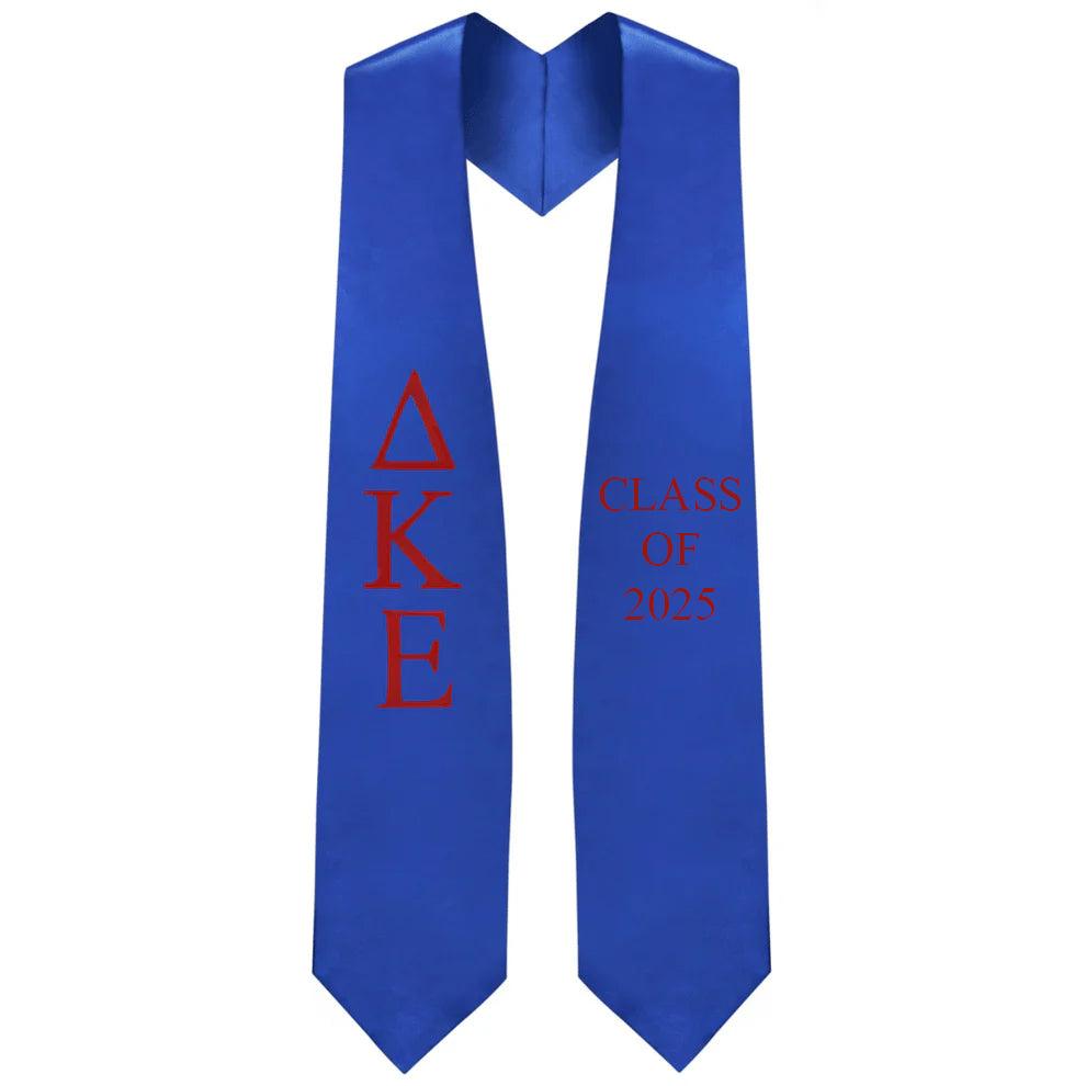 Delta Kappa Epsilon Lettered Stole w/ Year - Graduation Cap&Gown