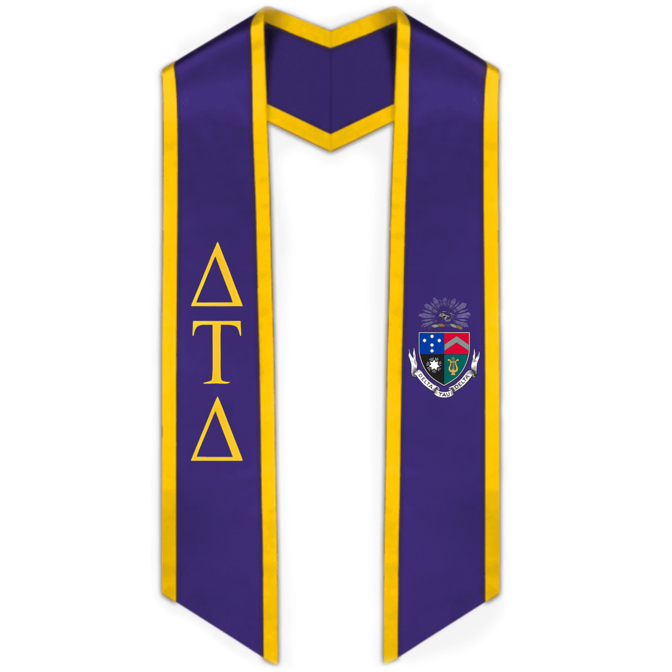 Delta Tau Delta Trimmed Greek Lettered Graduation Stole W/ Crest - Graduation Cap&Gown