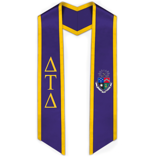 Delta Tau Delta Trimmed Greek Lettered Graduation Stole W/ Crest - Graduation Cap&Gown