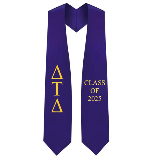 Delta Tau Delta Greek Lettered Stole W/ Year - Graduation Cap&Gown