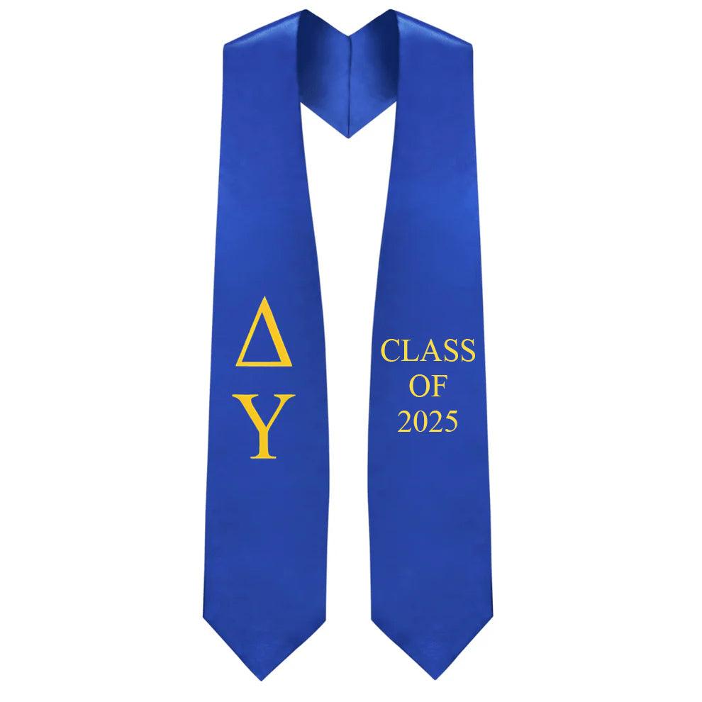 Delta Upsilon Greek Lettered Stole w/ Year - Graduation Cap&Gown