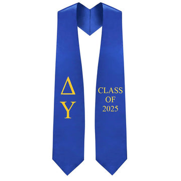 Delta Upsilon Greek Lettered Stole w/ Year - Graduation Cap&Gown