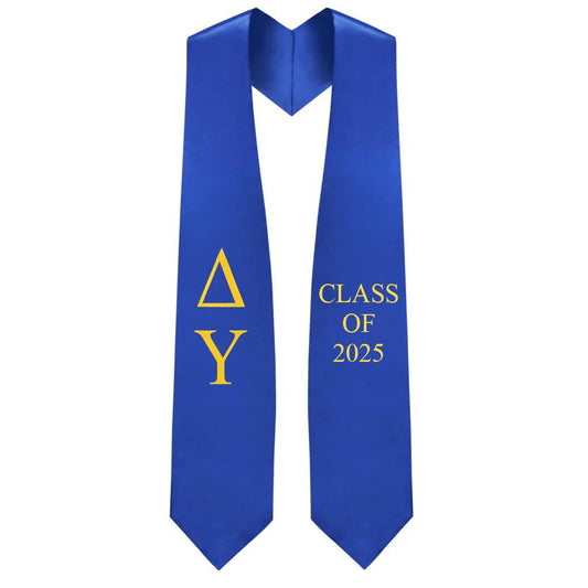 Delta Upsilon Greek Lettered Stole w/ Year - Graduation Cap&Gown