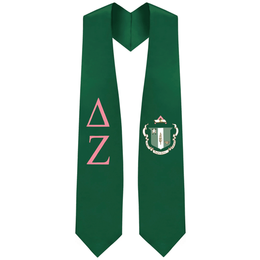 Delta Zeta Greek Lettered Graduation Stole w/ Crest - Graduation Cap&Gown