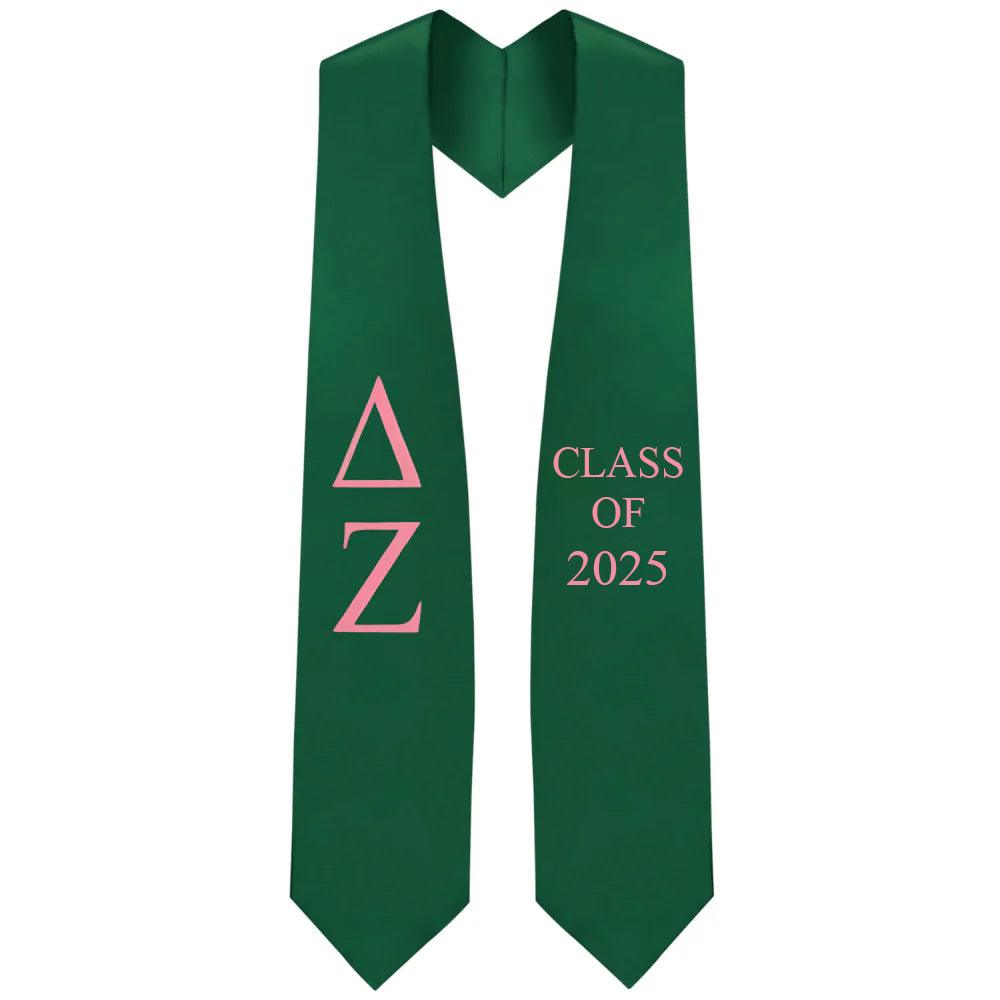 Delta Zeta Greek Lettered Stole w/ Year - Graduation Cap&Gown