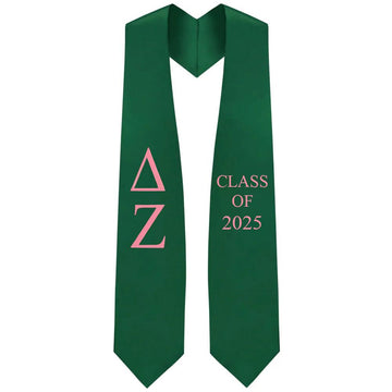 Delta Zeta Greek Lettered Stole w/ Year - Graduation Cap&Gown