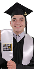 White First Gen Proud Graduation Stole - Graduation Cap&Gown