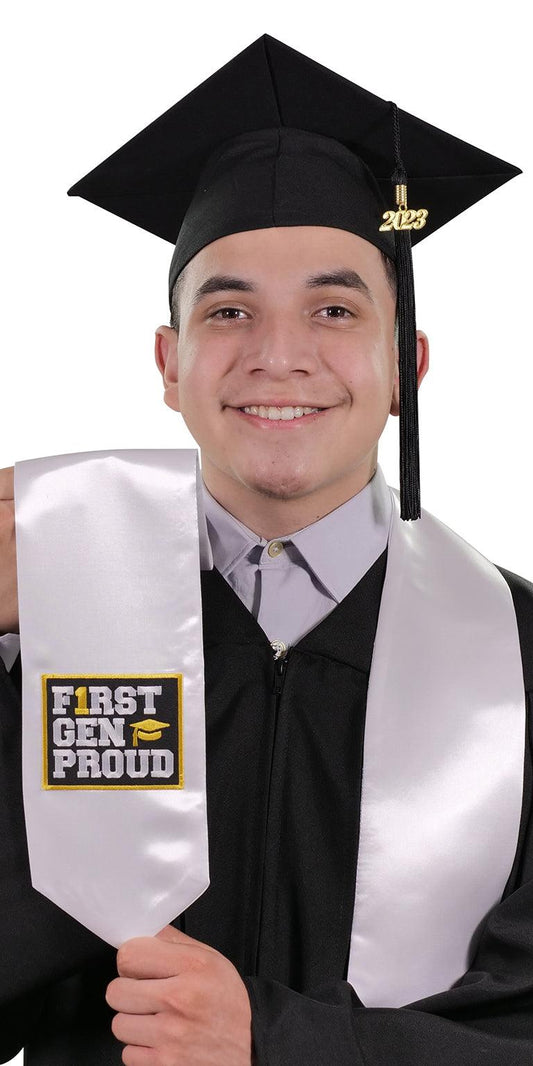 White First Gen Proud Graduation Stole - Graduation Cap&Gown