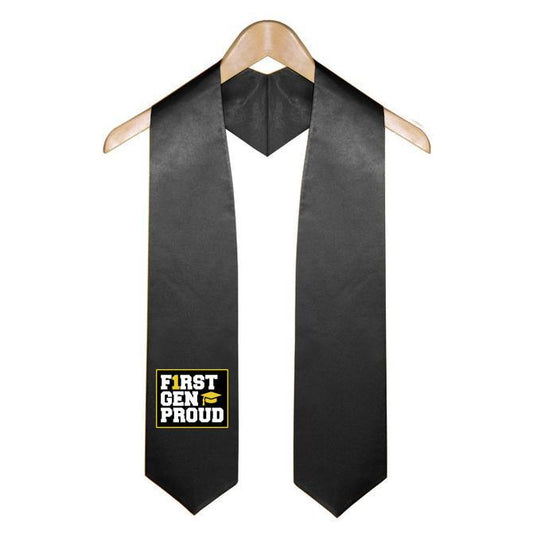 Black First Gen Proud Graduation Stole - Graduation Cap&Gown