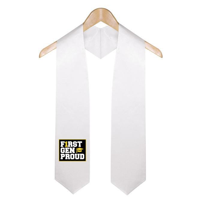 White First Gen Proud Graduation Stole - Graduation Cap&Gown