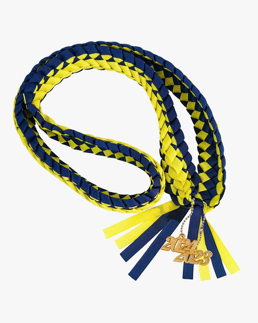 Graduation Braided Ribbon Lei with 2024 Year Charm - Graduation Cap&Gown