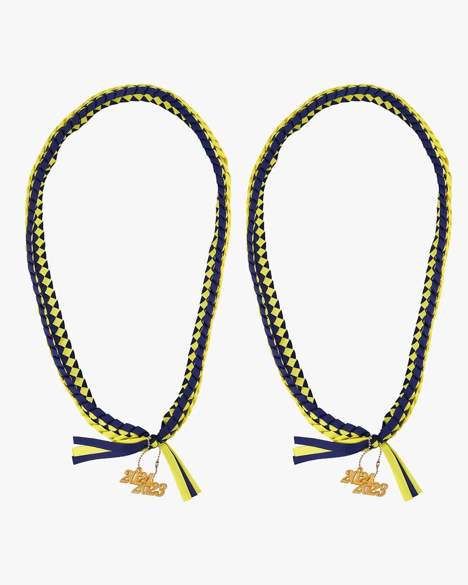 Graduation Braided Ribbon Lei with 2024 Year Charm - Graduation Cap&Gown