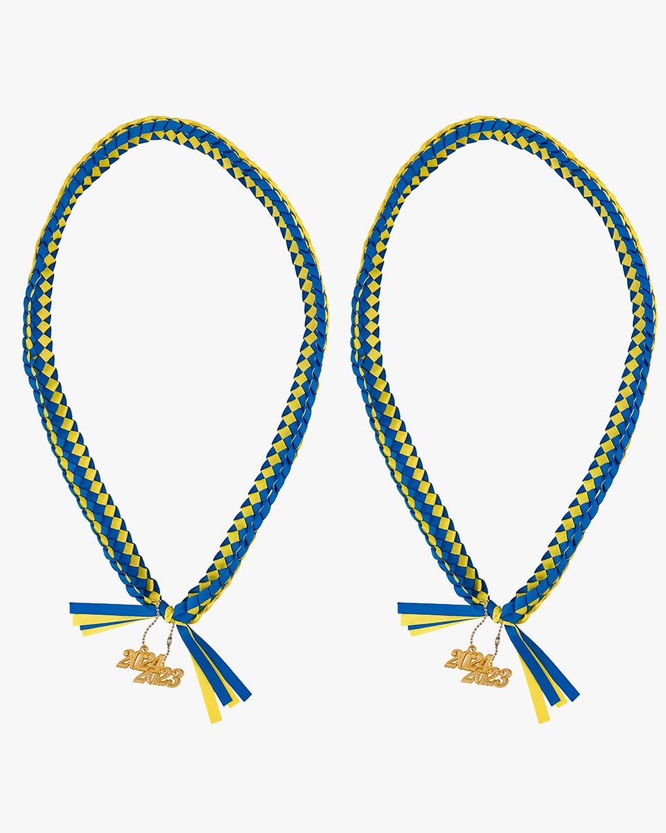 Graduation Braided Ribbon Lei with 2024 Year Charm - Graduation Cap&Gown