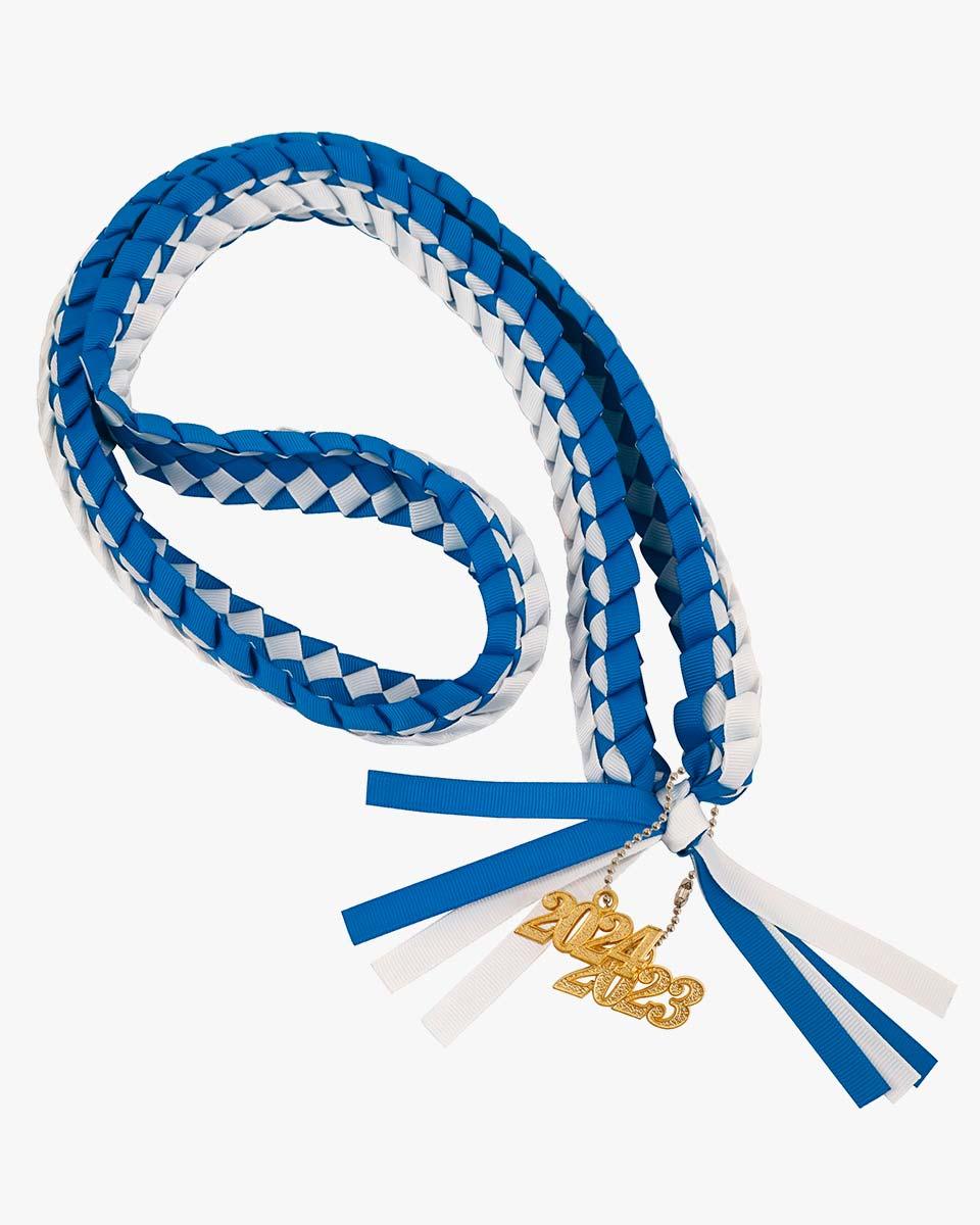 Graduation Braided Ribbon Lei with 2024 Year Charm - Graduation Cap&Gown