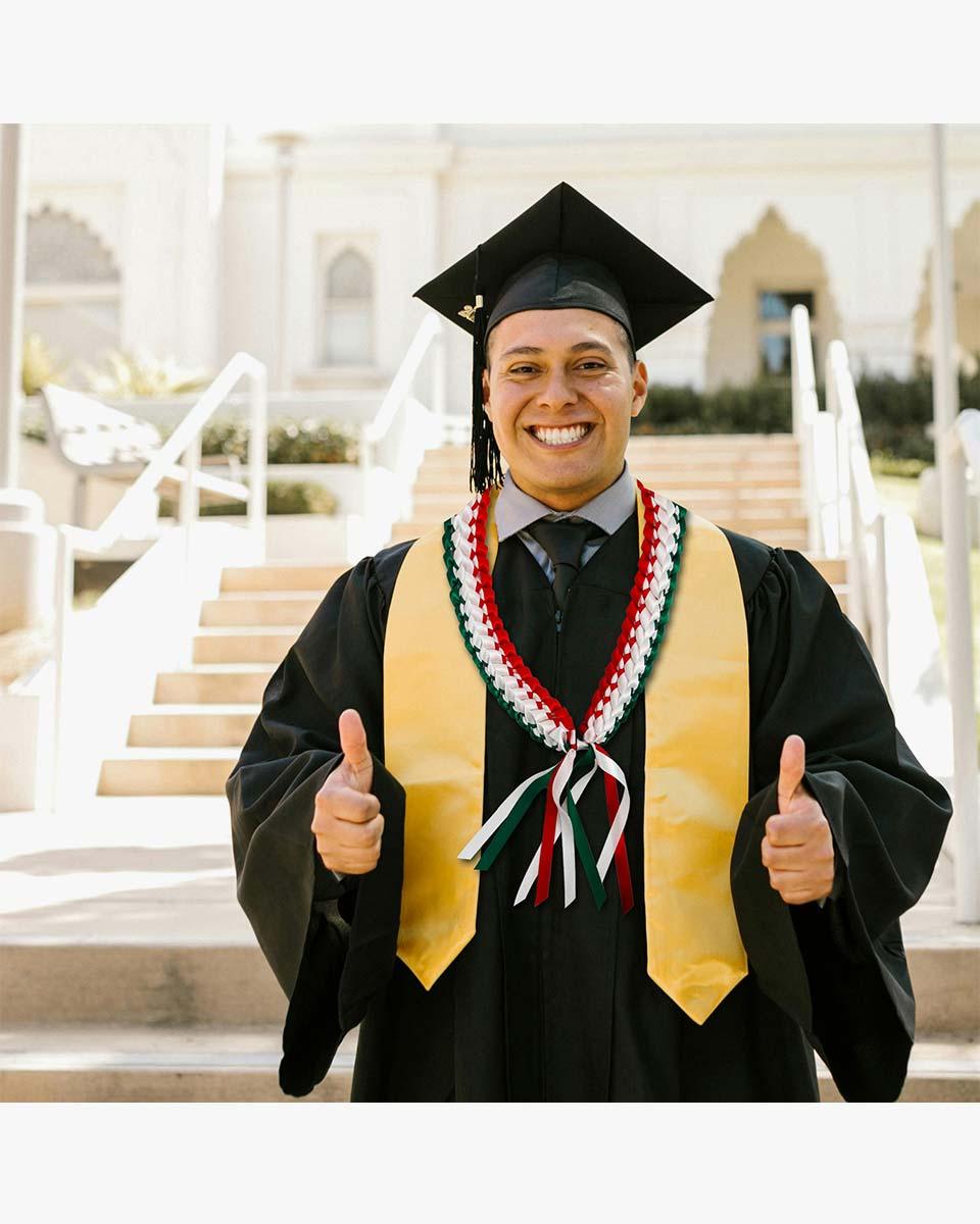 Graduation Leis with National Flag Color Ribbon Lei Braided Necklace - Graduation Cap&Gown