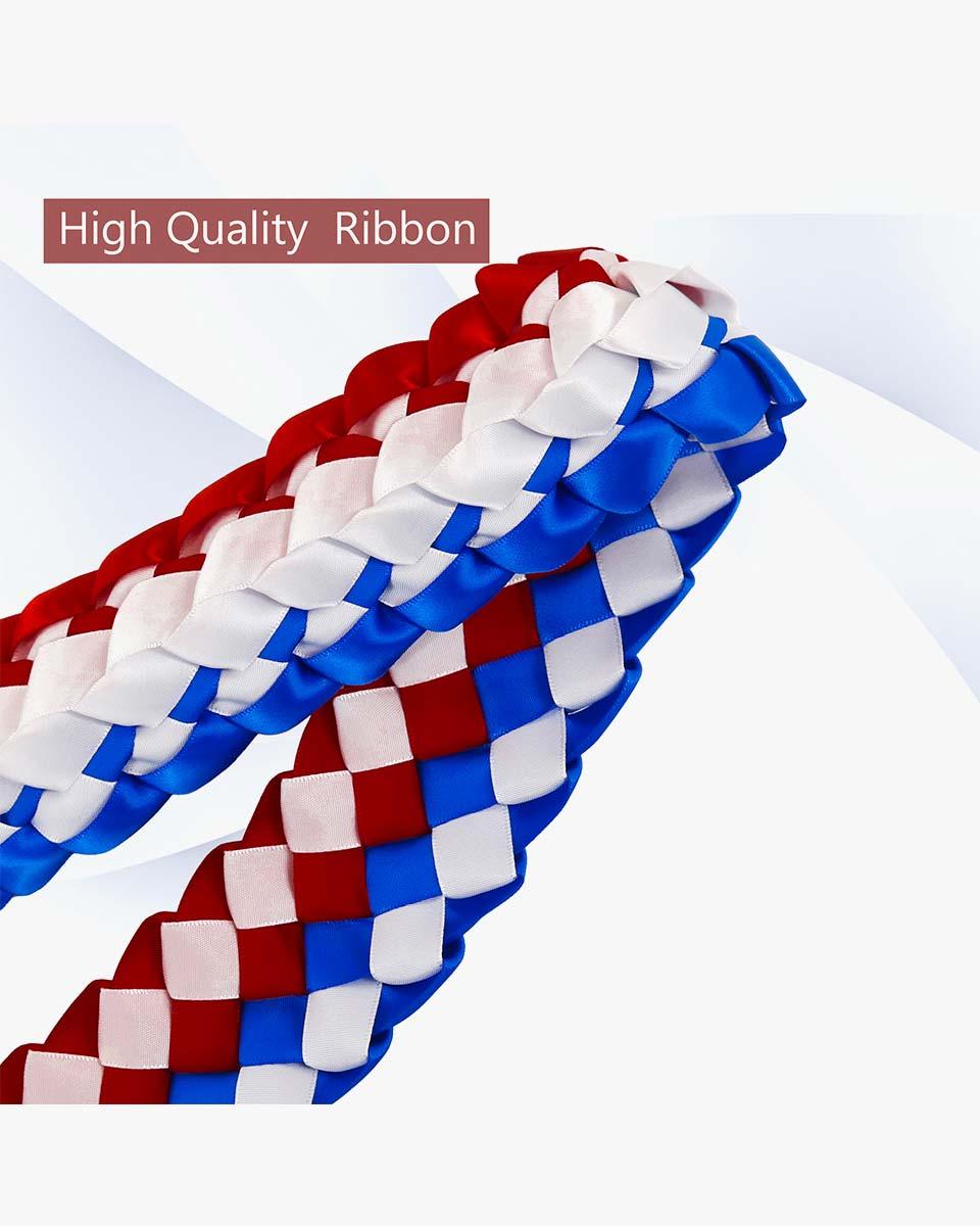 Graduation Leis with National Flag Color Ribbon Lei Braided Necklace - Graduation Cap&Gown
