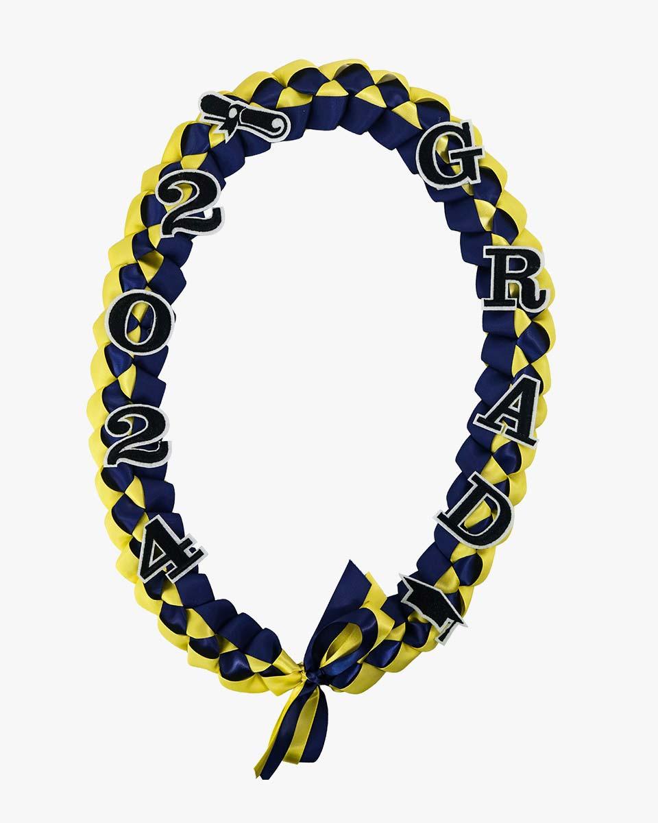 Graduation Leis with 2024 Embroidery Ribbon Lei Braided Necklace - Graduation Cap&Gown