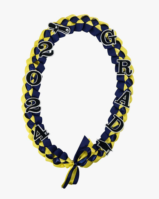 Graduation Leis with 2024 Embroidery Ribbon Lei Braided Necklace - Graduation Cap&Gown