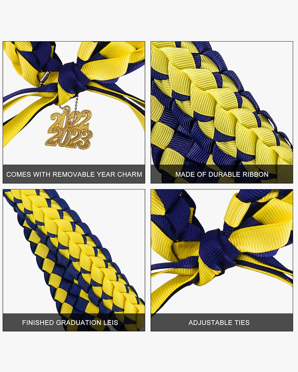 Graduation Braided Ribbon Lei with 2024 Year Charm - Graduation Cap&Gown