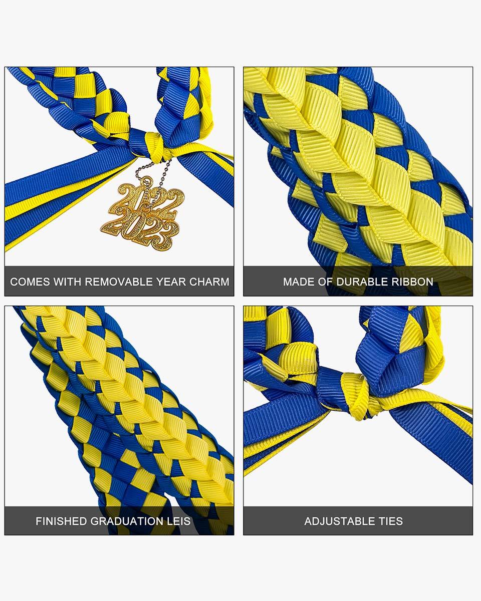 Graduation Braided Ribbon Lei with 2024 Year Charm - Graduation Cap&Gown