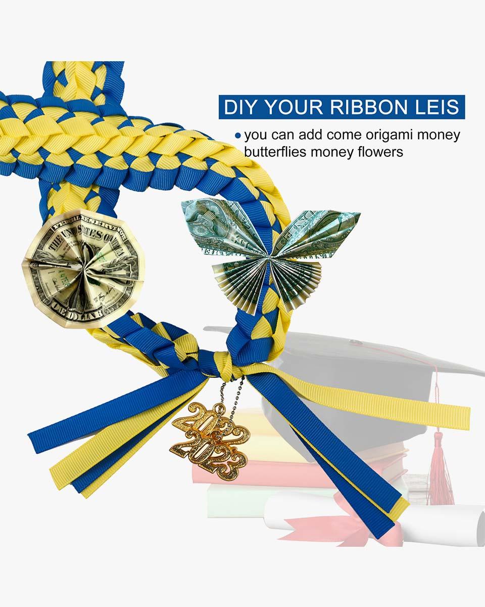 Graduation Braided Ribbon Lei with 2024 Year Charm - Graduation Cap&Gown