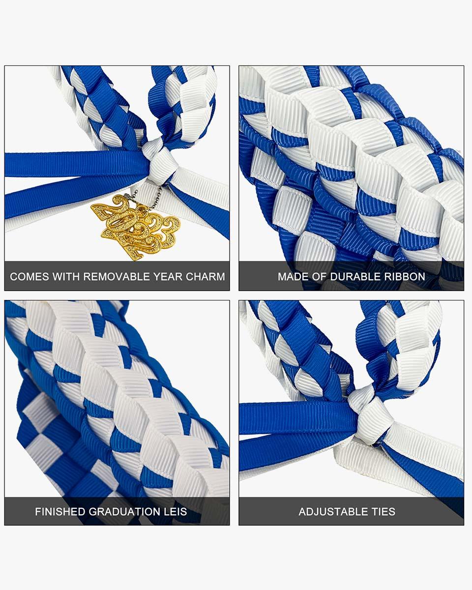 Graduation Braided Ribbon Lei with 2024 Year Charm - Graduation Cap&Gown