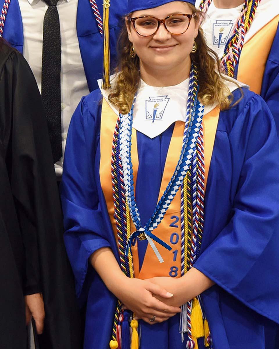 Graduation Braided Ribbon Lei with 2024 Year Charm - Graduation Cap&Gown