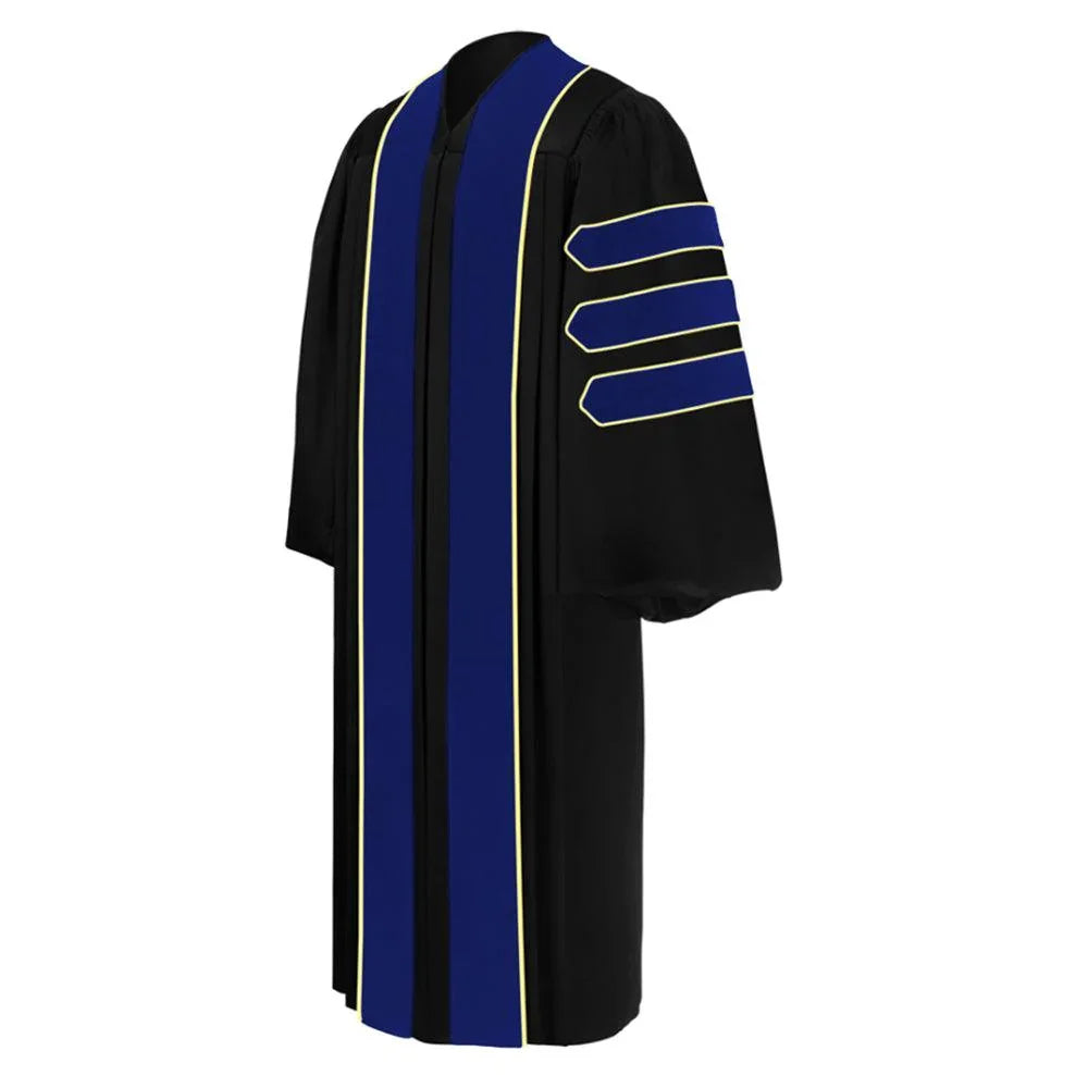 8 Luxury Doctoral Gown with Gold Trim – Elegance for Your Graduation Day - Graduation Cap&Gown